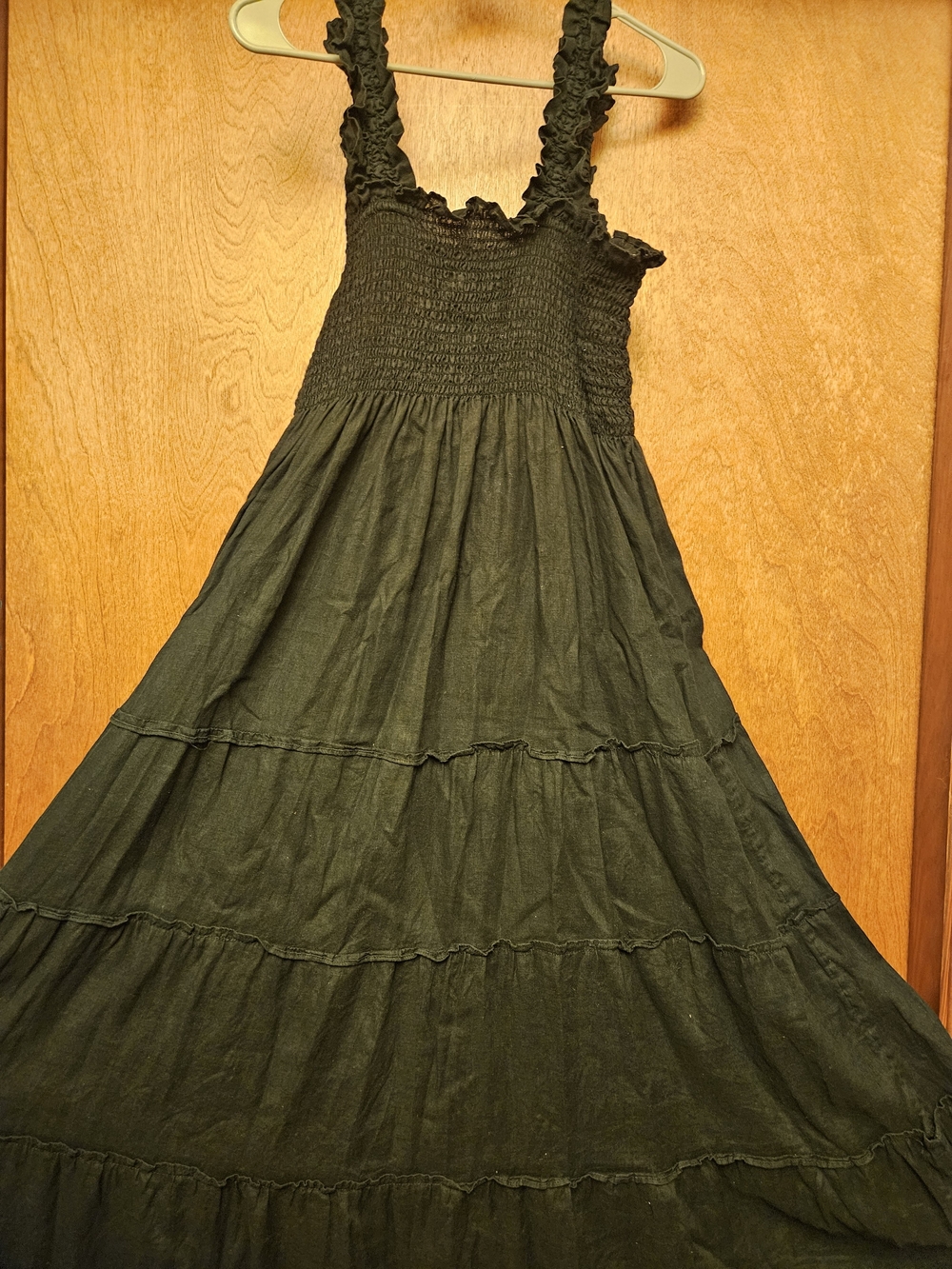 Quince %100 Linen Smocked Tiered Maxi Dress